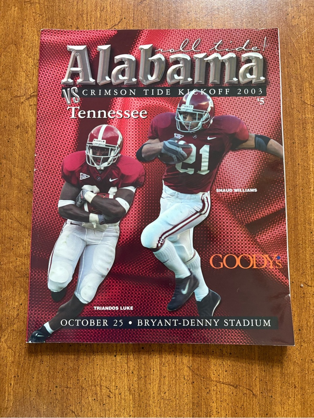 Crimson Tide 2003 Kickoff Program - Red Team Cover
